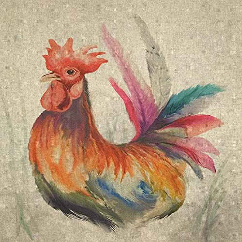 Luxuriöser Leinenstoff mit hohem Baumwollanteil, digital bedruckt – verkauft von The Panel (ein – großes Paneel) (The Rooster)