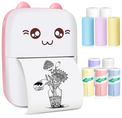 Mini imprimante de poche, cadeau pour enfants, imprimante thermique portable pour photos/photos/reçus/notes/listes/étiquette/mémo/codes QR, imprimante intelligente Bluetooth sans fil avec application
