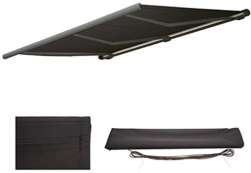 Mendler Ersatz-Bezug für Markise T124, Vollkassette Ersatzbezug Sonnenschutz 5x3m - Polyester anthrazit