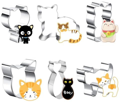 Cortador de Galletas de Acero Inoxidable,Cortadores de Galletas de Animales,Juego Cortadores Galletas,Cortadores de Galletas de Pastelería,Moldes Galletas para Niños,para Pastel,Cookie,Fondant (6pcs)