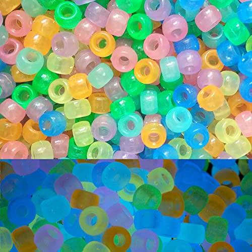Gxadwzy 500 Stück Pony Beads 6x9mm Leuchtend Bunte Perlen mit Großem Loch für Schmuck, Armbänder, Ketten, Schlüsselanhänger, Basteln