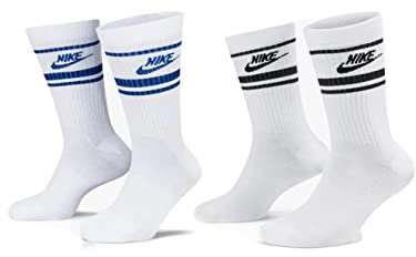 NIKE 6 Paar Everyday Essential Tennissocken Socken Sportsocken Unisex DX5089, Farbe:Weiss - Blau/Weiss - Schwarz, Socken Neu:42-46