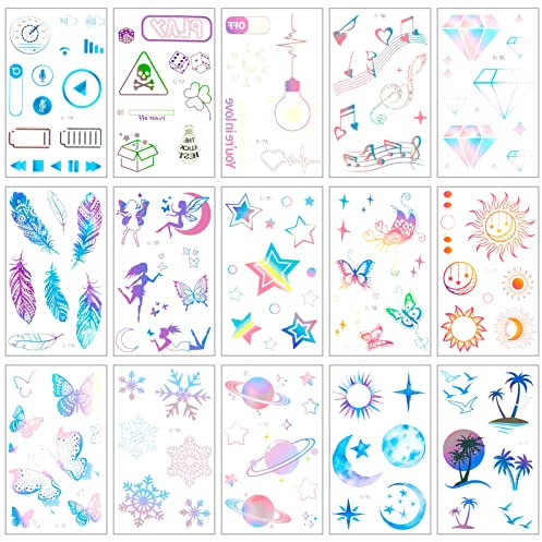 AUXSOUL 15 Blätter Leuchtende Tattoos für Kinder, Leuchtende Schmetterling Kindertattoos Jungen Mädchen Temporäre Tattoos im Dunkeln leuchten Kindertattoos für Kinder Geschenke