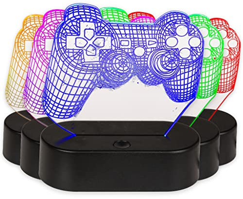 MIK funshopping 3D-Leuchte Nachtlicht 3D Effekt-Lampe mit Farbwechsel, 20cm hoch (Game-Controller)