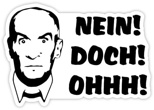 Fun Aufkleber Sticker „NEIN! DOCH! OHHH!“ Komik Schild Folie selbstklebend schwarz/weiß | 20x14cm Made in Germany