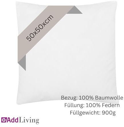 AddLiving Kissenfüllung Federkissen Füllkissen Kopfkissen Kissen Füllung in vielen Größen, Kissen:Kissen 50 x 50cm