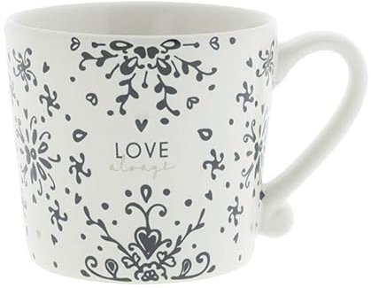 Bastion Collections Tasse LOVE ALWAYS weiß mit schwarzen Ranken für 220ml