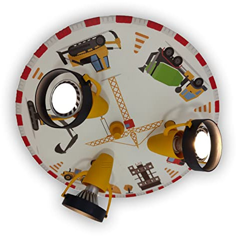 Niermann Standby Strahler Baustelle - 3 x GU10, max. 35 Watt, Made in Germany, verstellbare Strahler, Spots, Kinderleuchte, Kinderlampe (Baustelle)