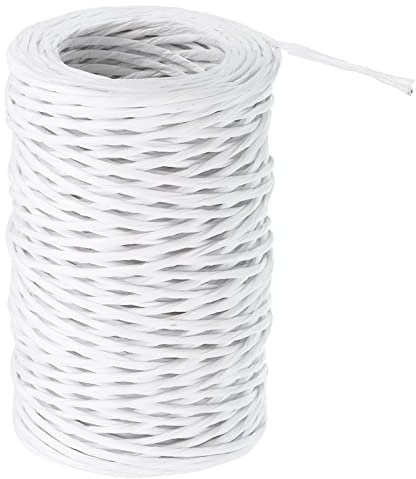 PATIKIL 164 Füße Blumig Bindedraht Wickelgarn 2mm Blumengeschäft Draht Eisen Drahtpapier Bedeckter Weinstock Wickeldraht Bindedraht für Blumensträuße Weiß