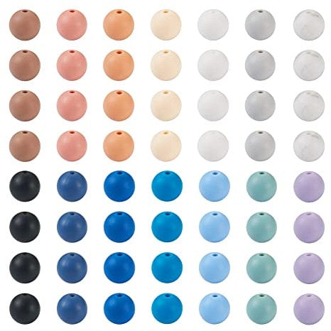 Craftdady 140Pcs Silicone Bead 9mm Round Rubber Craft Beads Colorful Ball Loose Spacer Bead for Jeweller Making Keychain Bracelet Necklace Decor