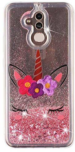 COTDINFOR Compatible with Huawei Mate 20 Lite Custodia Brillantini Liquido Glitter Floating Trasparente Silicone Antiurto Protettivo Cover per Huawei Mate 20 Lite Sleeping Beauty Unicorn XYLS.