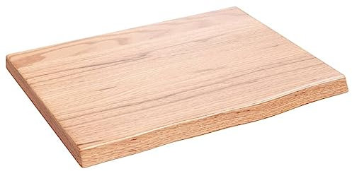 vidaXL Étagère Murale, Dessus de Table avec Bord Vivant, Tablette Suspendue Flottante, Rustique, Marron Clair Bois Chêne Massif Traité