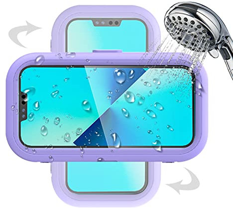 kyaoayo Dusch Handy Ständer, Wasserdicht Handyhalterung Box, 360°Drehbar Handy-Halterungen, selbstklebend Handy Wandhaltrung für Badezimmer Küche, passend für Smartphone unter 7 Zoll