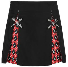 MEOWCOS.COM MEOWCOS Damen Rock Gothic Punk Rock Niedlich Mode Minirock, Schwarz, Klein