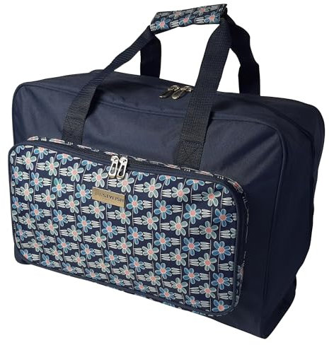 Sewing Online Nähmaschinentasche, Navy Daisy | 46 x 33 x 20 cm | Tragetasche für Janome, Brother, Singer, Bernina und die meisten Nähmaschinen – PT660-NAVY-DAISY