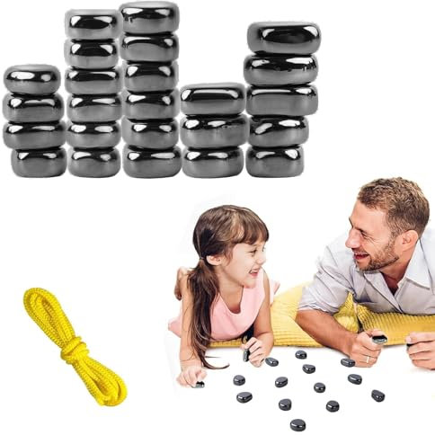 Luckynono 24 Piezas Juego de Piedras magnéticas de Mineral de Hierro Negro, Bolas de presión de Juego magnético, Juego de Mesa, Juegos de Regalos ansiolíticos Piedras magnéticas