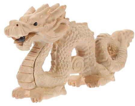 TOPBATHY Ornement De Dragon Statue Animalière en Statue De Fortune Figurine Danimal en Bois Poupée Cheville en Bois Statue De Richesse Feng Shui Gâteau Astrologie Chinoise Collection Bureau