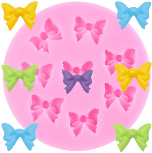 RFGHAC Mini Schleifen Silikon Fondant Form Sugar Candy Cake Pop Bow Craft Formen für Kuchen Dekorieren Cupcake Topper Polymer Clay Candy Chocolate Gum Paste Set von 1, ZB131CK