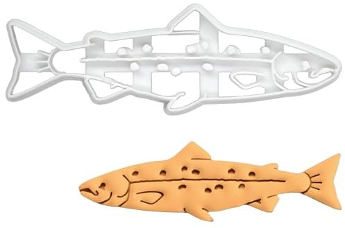 BAKERLOGY Salmon Fish Cookie Cutter - Detailed Biscuit Cutter Design for Baking and Crafts, Ideal on Fondant, Dough, Clay