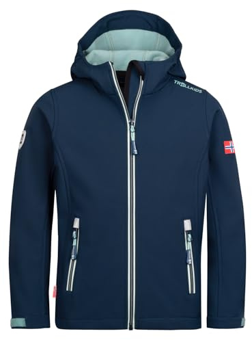Trollkids Kids Trollfjord Jacket 140, Navy/Aqua