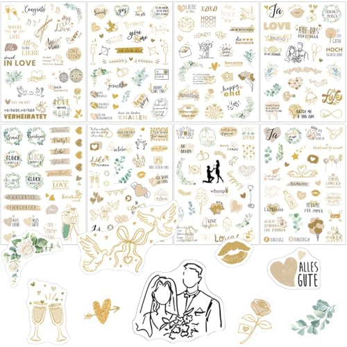 230 Sticker Hochzeit Gästebuch, Vintage Aufkleber Hochzeit | Hochzeitssticker für Gästebuch, Fotoalbum, Bullet Journal und Scrapbook, Hochzeitsdeko