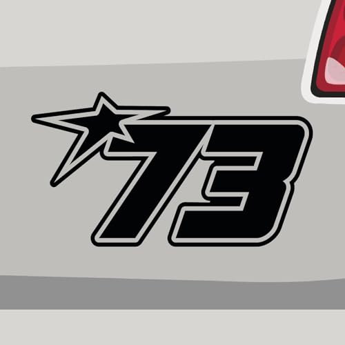 Stickerfreaks Startnummer 73 Aufkleber Race Sticker Stern Star Number Auto Bike Decal Aufkleber Größe: 14x8cm (M) | Farbe: 10-weiß | Race Sticker Kleber Deko Tuning Startnummer
