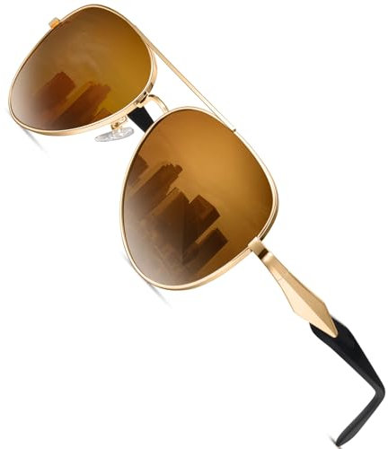 HENGOSEN Lunettes de pilote pour hommes Lunettes de soleil Lunettes de soleil Aviateur Lunettes de soleil Lunettes de soleil Hommes Vintage Cadre en métal Verre de soleil, 05-or/bleu sarcelle dégradé,