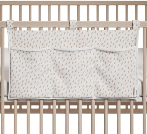 Sämann Organizer für Laufgitter mit 3 Taschen, hängend, aus organischer Bio-Baumwolle, Babybett-Betttasche (Cute Tiger Spots)