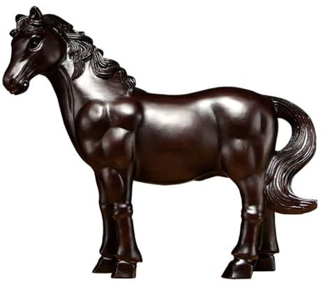 DIANXI Desktop-Figuren Holzpferd schnitzen Ornamente Massivholz Pferd Home Office Dekorationen Mahagoni Handwerk Home Decor Statuen(11.81in)