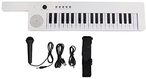 37 Key Keyboard Piano Portable Guitar Electronic Organ Mini Keytar Education Musical Instrument for Beginners (BF-3755 white)