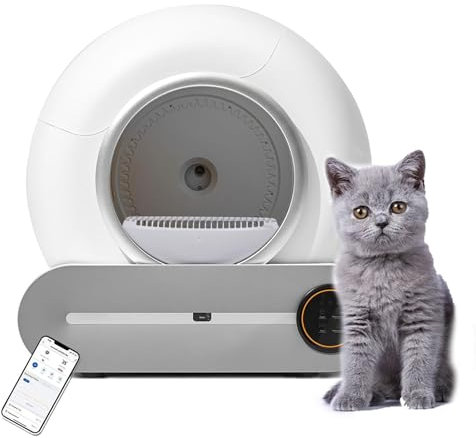 QFGain 65L Extra-Large Capacity Self Cleaning Cat Litter Box,Smart Auto No Smell Electric Toilet, House Pet Products Sandboxes, Extra Large Litter Box