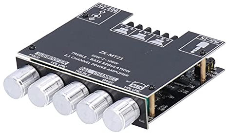 Carte d'amplificateur de Puissance Bluetooth avec Caisson de Basses, Module d'amplificateur de Puissance Audio 2.1 canaux avec contrôle des aigus et des Basses pour Haut-parleurs