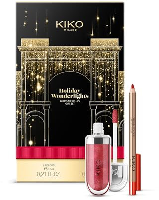 KIKO Milano Holiday Wonderlights Gloss Me Up Lips Gift Set 3, Lippen-Geschenkset: Feuchtigkeitsspendender Lipgloss Und Cremiger Lipliner
