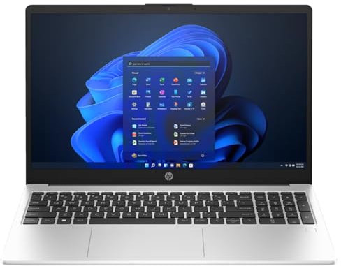 HP Laptop, 15,6 Zoll (39,6 cm) FHD IPS Display, AMD Ryzen 5 7530U, 16 GB RAM, 1000 GB SSD, AMD Radeon-Grafik, Windows 11, QWERTZ Tastatur, Silber, Fast Charge, Office 2024, Tasche & Funkmaus