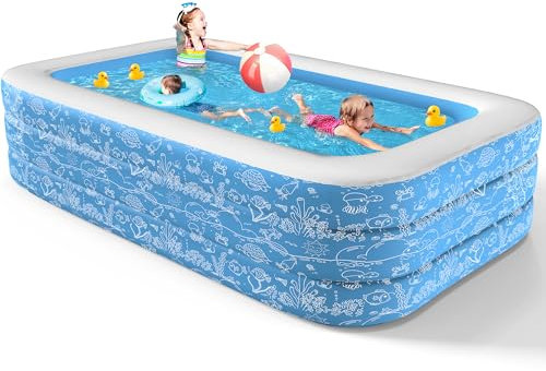 CACSPS Aufblasbare Schwimmbecken, 180 x 137 x 58 cm, Großes aufblasbares Pool für Kinder und Erwachsene, Langlebiges Familien-Freizeitpool, Kinderbecken für Garten, Hinterhof oder Innenbereich