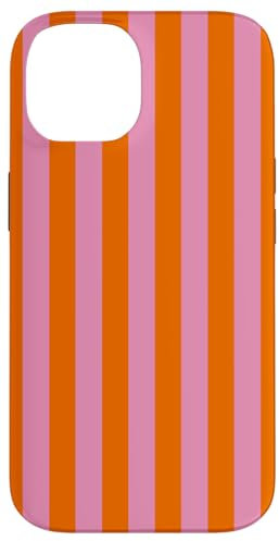 Hülle für iPhone 14 Orange Pink gestreift niedlich mädchenhaft ästhetisch adrett gestreift