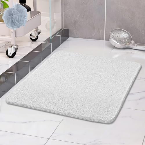COSYLAND tappeto doccia antiscivolo - tappetino doccia antiscivolo morbido esfoliante - tappeto doccia per bambini e anziani, con drenaggio rapido in PVC, 60x60cm(Bianco)