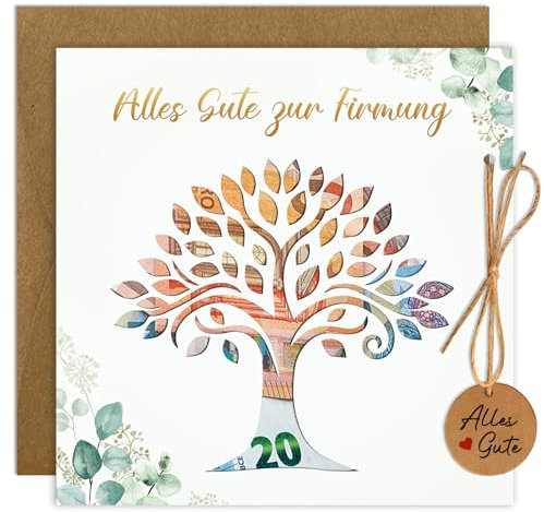 PeakPeek Geldgeschenke Verpackung Firmung Geschenke Jungen Mädchen, Geldgeschenk Firmung Karte mit Umschlägen, Lebensbaum Geld Geschenke zur Firmung, Karte Firmung Junge Mädchen