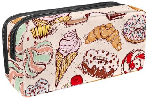 VAPOKF Federmäppchen, Federmäppchen, Schüler-Schreibwaren-Tasche für Teenager, Jungen, Mädchen, Schule, Bürobedarf – Kuchen, Süßigkeiten, Marshmallow und Kaffee, multi, 2.3x8.2x3.9in/6x21x10cm,