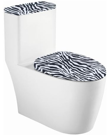 NICENEEDED Zebra Print Toilet Lid and Seat Protector Cover, Stretch Toilet Covers Set Bathroom Toilet Tank Lid Covers, Washable Dust Cover for Bathroom Fits Most Toilet Tanks & Lids