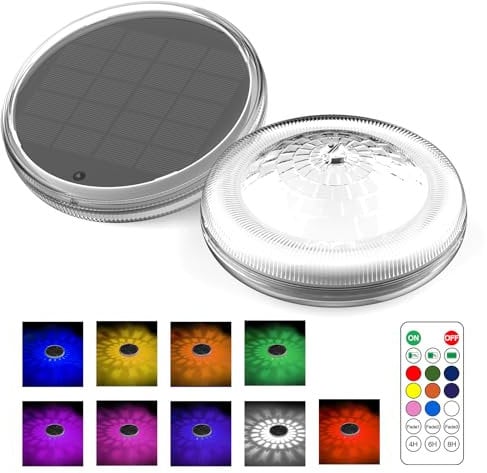 Toowell 2Pcs luces solares para piscina con mando a distancia IP68 resistente al agua 12 modos de iluminación modo de temporización iluminación de estanque para decoración de estanque caminos