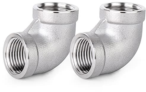 ERGAOBOY 2 accesorios de codo de acero inoxidable 304 de 90 grados, tubo hembra BSP de 1,27 cm a conector hembra BSP de 1,27 cm