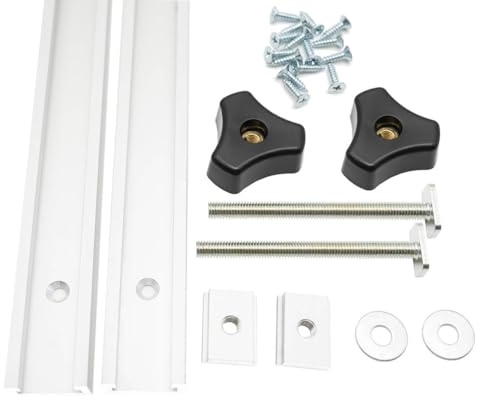 Iverntech 2er-Set Silberne 1000 mm Aluminium T Track T-Nutenschienen mit M8 Schieber, M8 Schrauben mit Knaufschrauben, selbstschneidenden Schrauben für Holzbearbeitungsschablonen