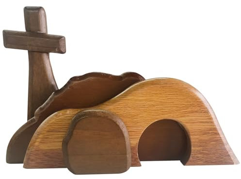 ACAREY Osterdeko Osterszene Holz Osterkrippe, Ostern Deko Auferstehung Holzdekoration, Jesus Krippe Szene Osterdekoration, Deko Ostern für Ostern Set Christliche Tischschmuck Dekoration (4 Stück)