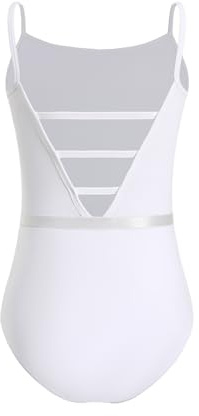 ZYXWVU Body da Danza Bambina con Schiena a V - Body per Ginnastica Ragazze, 7069-bianco, 12-14 anni