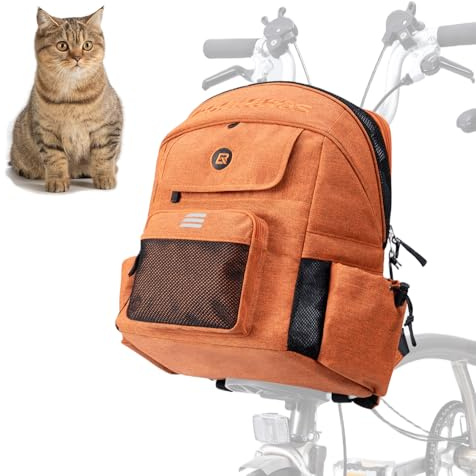 ROCKBROS Lenkertasche für Brompton, Fahrradlenkertasche für Haustier | Rucksack Atmungsaktiv und Bequem, Fahrradtasche Faltrad für Hunde und Katze, Orange