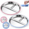 Kabwea Lot de 2 Assiettes en Acier Inoxydable pour Bébé avec 5 Ventouses, Assiette avec Ventouse, Assiette à Collation pour Enfants (Bleu et Rose)