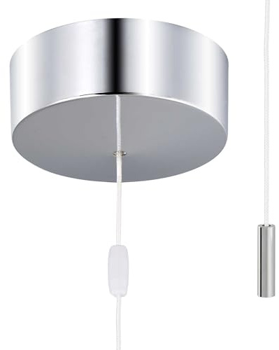 ElekTek Chrome Bathroom Ceiling Light Pull Cord Switch with Chrome Mini Cylinder Fob Handle, 6A 250V, 1 Way + 2 Way, Full Wiring Instructions, complies with EN 60669-1 Electrical Safety Regulation