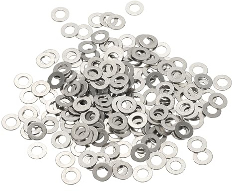 YELARXI Flat Washers, 304 Stainless Steel Hardware Assorted Washer, 6 x 3 x 0.5 mm Fit for Bolts Screws Industrial Use (300 Pack, Silver)