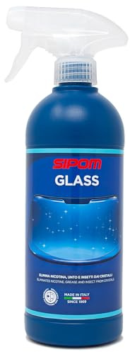 SIPOM GLASS Pulitore Vetri Auto Spray 500ml | Detergente Vetri Senza Aloni | Elimina Nicotina, Unto e Insetti | Parabrezza e Cristalli Interni ed Esterni | Made in Italy